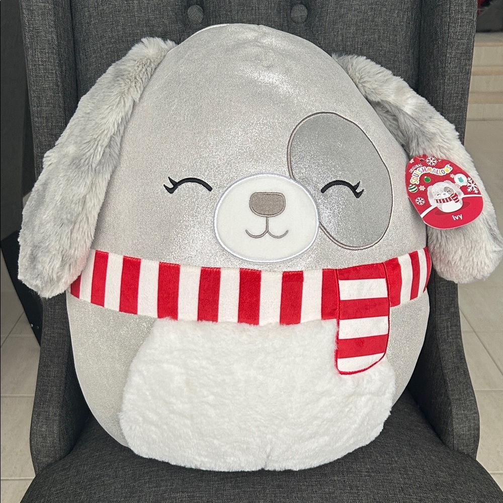 NEW 🆕 Squishmallows 16” Dog Plush with Red Christmas Scarf Limited Edition
